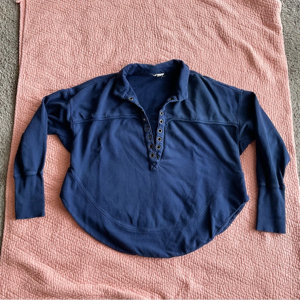 Pilcro Navy Textured Sweatshirt